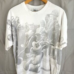 Vtg Mickey Graphic T-shirt Men's XL? White All Over Golf Print Jerry Leigh